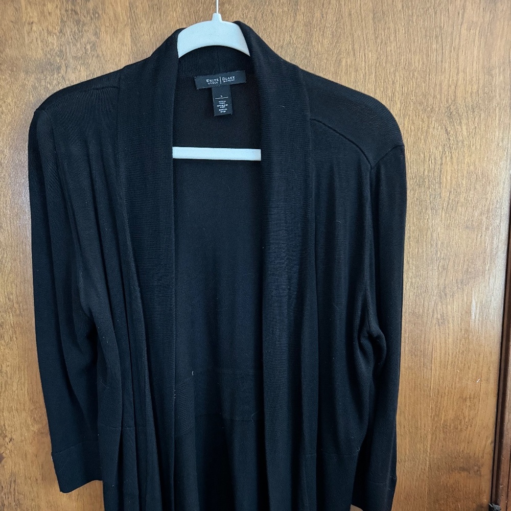 Cardigan, shorter sleeve, black, work attire